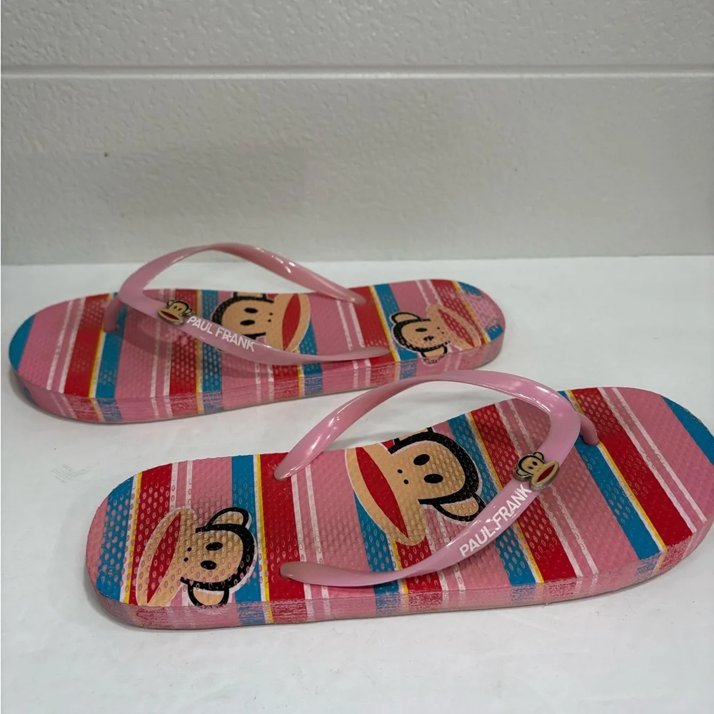 Paul Frank Vintage Flip Flops Women’s 7.5 Pink with Paul Frank Charm Accent - Picture 4 of 8